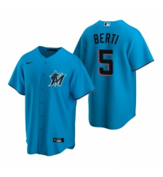 Mens Nike Miami Marlins 5 Jon Berti Blue Alternate Stitched Baseball Jersey Mens Nike Miami Marlins 5 Jon Berti Blue Alternate Stitched Baseball Jersey