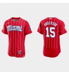 Miami Marlins 15 Brian Anderson Men Nike 2021 City Connect Authentic MLB Jersey Red Miami Marlins 15 Brian Anderson Men Nike 2021 City Connect Authentic MLB Jersey Red