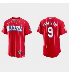 Miami Marlins 9 Terry Pendleton Men Nike 2021 City Connect Authentic MLB Jersey Red Miami Marlins 9 Terry Pendleton Men Nike 2021 City Connect Authentic MLB Jersey Red