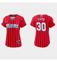 Miami Marlins 30 Cliff Floyd Women Nike 2021 City Connect Authentic MLB Jersey Red Miami Marlins 30 Cliff Floyd Women Nike 2021 City Connect Authentic MLB Jersey Red