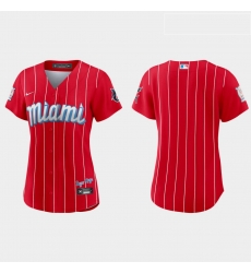 Miami Marlins Women Nike 2021 City Connect Authentic MLB Jersey Red Miami Marlins Women Nike 2021 City Connect Authentic MLB Jersey Red