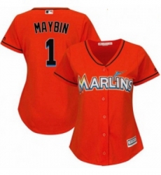 Womens Majestic Miami Marlins 1 Cameron Maybin Authentic Orange Alternate 1 Cool Base MLB Jersey Womens Majestic Miami Marlins 1 Cameron Maybin Authentic Orange Alternate 1 Cool Base MLB Jersey