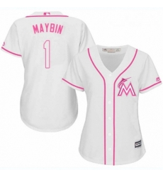 Womens Majestic Miami Marlins 1 Cameron Maybin Authentic White Fashion Cool Base MLB Jersey Womens Majestic Miami Marlins 1 Cameron Maybin Authentic White Fashion Cool Base MLB Jersey
