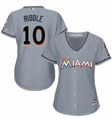 Womens Majestic Miami Marlins 10 JT Riddle Authentic Grey Road Cool Base MLB Jersey Womens Majestic Miami Marlins 10 JT Riddle Authentic Grey Road Cool Base MLB Jersey