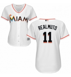 Womens Majestic Miami Marlins 11 J T Realmuto Authentic White Home Cool Base MLB Jersey Womens Majestic Miami Marlins 11 J T Realmuto Authentic White Home Cool Base MLB Jersey