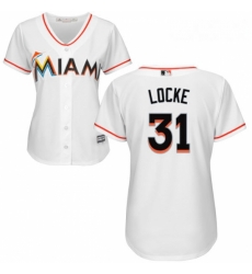 Womens Majestic Miami Marlins 31 Jeff Locke Authentic White Home Cool Base MLB Jersey Womens Majestic Miami Marlins 31 Jeff Locke Authentic White Home Cool Base MLB Jersey