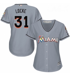 Womens Majestic Miami Marlins 31 Jeff Locke Replica Grey Road Cool Base MLB Jersey Womens Majestic Miami Marlins 31 Jeff Locke Replica Grey Road Cool Base MLB Jersey