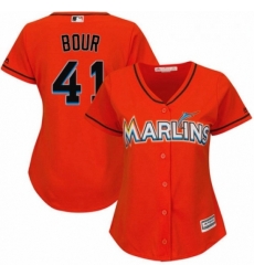Womens Majestic Miami Marlins 41 Justin Bour Authentic Orange Alternate 1 Cool Base MLB Jersey Womens Majestic Miami Marlins 41 Justin Bour Authentic Orange Alternate 1 Cool Base MLB Jersey