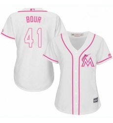 Womens Majestic Miami Marlins 41 Justin Bour Authentic White Fashion Cool Base MLB Jersey Womens Majestic Miami Marlins 41 Justin Bour Authentic White Fashion Cool Base MLB Jersey