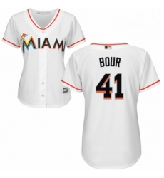 Womens Majestic Miami Marlins 41 Justin Bour Authentic White Home Cool Base MLB Jersey Womens Majestic Miami Marlins 41 Justin Bour Authentic White Home Cool Base MLB Jersey