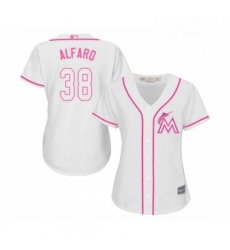Womens Miami Marlins 38 Jorge Alfaro Replica White Fashion Cool Base Baseball Jersey 