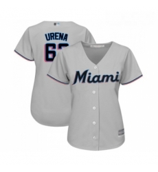 Womens Miami Marlins 62 Jose Urena Replica Grey Road Cool Base Baseball Jersey Womens Miami Marlins 62 Jose Urena Replica Grey Road Cool Base Baseball Jersey