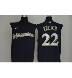 Brewers 22 Christian Yelich Navy Nike Cool Base Sleeveless Jersey Brewers 22 Christian Yelich Navy Nike Cool Base Sleeveless Jersey