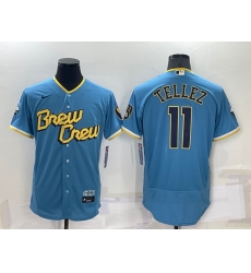 Men Milwaukee Brewers 11 Rowdy Tellez 2022 Powder Blue City Connect Flex Base Stitched Jersey Men Milwaukee Brewers 11 Rowdy Tellez 2022 Powder Blue City Connect Flex Base Stitched Jersey