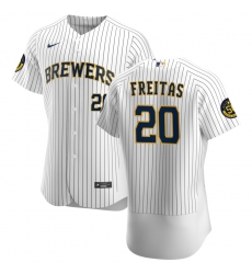 Men Milwaukee Brewers 20 David Freitas Men Nike White Home 2020 Flex Base Player MLB Jersey Men Milwaukee Brewers 20 David Freitas Men Nike White Home 2020 Flex Base Player MLB Jersey