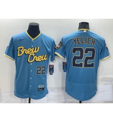 Men Milwaukee Brewers 22 Christian Yelich Powder Blue 2022 City Connect Flex Base Stitched MLB Jersey Men Milwaukee Brewers 22 Christian Yelich Powder Blue 2022 City Connect Flex Base Stitched MLB Jersey