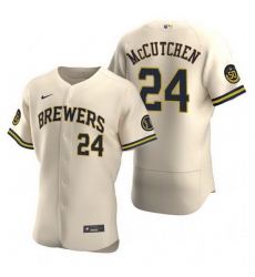 Men Milwaukee Brewers 24 Andrew McCutchen Cream Flex Base Stitched MLB jersey Men Milwaukee Brewers 24 Andrew McCutchen Cream Flex Base Stitched MLB jersey