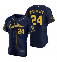 Men Milwaukee Brewers 24 Andrew McCutchen Navy Flex Base Stitched MLB jersey Men Milwaukee Brewers 24 Andrew McCutchen Navy Flex Base Stitched MLB jersey