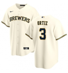 Men Milwaukee Brewers 3 Joey Ortiz Cream Cool Base Stitched Baseball Jersey Men Milwaukee Brewers 3 Joey Ortiz Cream Cool Base Stitched Baseball Jersey