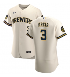 Men Milwaukee Brewers 3 Orlando Arcia Men Nike Cream Home 2020 Flex Base Player MLB Jersey Men Milwaukee Brewers 3 Orlando Arcia Men Nike Cream Home 2020 Flex Base Player MLB Jersey
