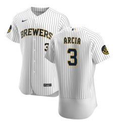 Men Milwaukee Brewers 3 Orlando Arcia Men Nike White Home 2020 Flex Base Player MLB Jersey Men Milwaukee Brewers 3 Orlando Arcia Men Nike White Home 2020 Flex Base Player MLB Jersey