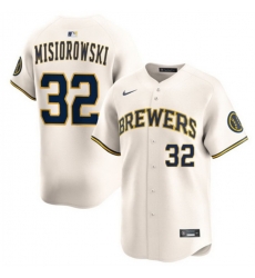 Men Milwaukee Brewers 32 Jacob Misiorowski Cream 2025 Limited Stitched Baseball Jersey Men Milwaukee Brewers 32 Jacob Misiorowski Cream 2025 Limited Stitched Baseball Jersey