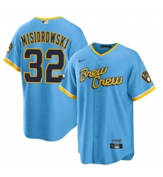 Men Milwaukee Brewers 32 Jacob Misiorowski Powder Blue City Connect Cool Base Stitched Jersey