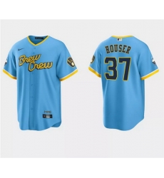Men Milwaukee Brewers 37 Adrian Houser Powder Blue City Connect Cool Base Stitched Jersey Men Milwaukee Brewers 37 Adrian Houser Powder Blue City Connect Cool Base Stitched Jersey