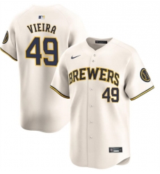 Men Milwaukee Brewers 49 Thyago Vieira Cream Home Limited Stitched Baseball Jersey Men Milwaukee Brewers 49 Thyago Vieira Cream Home Limited Stitched Baseball Jersey