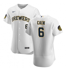 Men Milwaukee Brewers 6 Lorenzo Cain Men Nike White Home 2020 Flex Base Player MLB Jersey Men Milwaukee Brewers 6 Lorenzo Cain Men Nike White Home 2020 Flex Base Player MLB Jersey