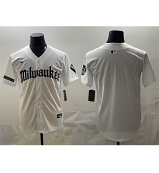 Men Milwaukee Brewers Blank White Gothic 414 Shadows Edition Vapor Premier Limited Stitched Jersey Men Milwaukee Brewers Blank White Gothic 414 Shadows Edition Vapor Premier Limited Stitched Jersey