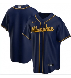 Men Milwaukee Brewers Nike Blue Blank Jersey Men Milwaukee Brewers Nike Blue Blank Jersey