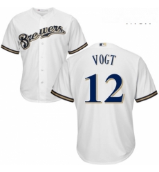 Mens Majestic Milwaukee Brewers 12 Stephen Vogt Replica White Home Cool Base MLB Jersey Mens Majestic Milwaukee Brewers 12 Stephen Vogt Replica White Home Cool Base MLB Jersey