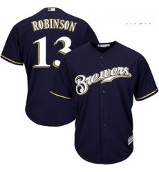 Mens Majestic Milwaukee Brewers 13 Glenn Robinson Replica Navy Blue Alternate Cool Base MLB Jersey Mens Majestic Milwaukee Brewers 13 Glenn Robinson Replica Navy Blue Alternate Cool Base MLB Jersey