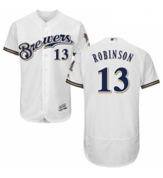 Mens Majestic Milwaukee Brewers 13 Glenn Robinson White Flexbase Authentic Collection MLB Jersey Mens Majestic Milwaukee Brewers 13 Glenn Robinson White Flexbase Authentic Collection MLB Jersey