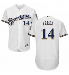 Mens Majestic Milwaukee Brewers 14 Hernan Perez Navy Blue Alternate Flex Base Authentic Collection MLB Jersey Mens Majestic Milwaukee Brewers 14 Hernan Perez Navy Blue Alternate Flex Base Authentic Collection MLB Jersey