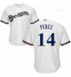 Mens Majestic Milwaukee Brewers 14 Hernan Perez Replica Navy Blue Alternate Cool Base MLB Jersey Mens Majestic Milwaukee Brewers 14 Hernan Perez Replica Navy Blue Alternate Cool Base MLB Jersey