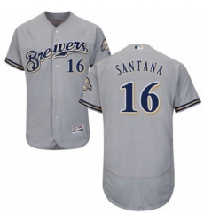 Mens Majestic Milwaukee Brewers 16 Domingo Santana Grey Road Flex Base Authentic Collection MLB Jersey Mens Majestic Milwaukee Brewers 16 Domingo Santana Grey Road Flex Base Authentic Collection MLB Jersey