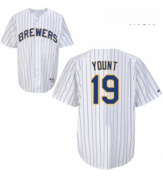 Mens Majestic Milwaukee Brewers 19 Robin Yount Replica White blue strip MLB Jersey Mens Majestic Milwaukee Brewers 19 Robin Yount Replica White blue strip MLB Jersey
