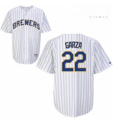 Mens Majestic Milwaukee Brewers 22 Matt Garza Replica WhiteBlue Strip MLB Jersey Mens Majestic Milwaukee Brewers 22 Matt Garza Replica WhiteBlue Strip MLB Jersey