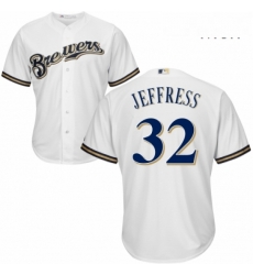 Mens Majestic Milwaukee Brewers 32 Jeremy Jeffress Replica White Alternate Cool Base MLB Jersey Mens Majestic Milwaukee Brewers 32 Jeremy Jeffress Replica White Alternate Cool Base MLB Jersey