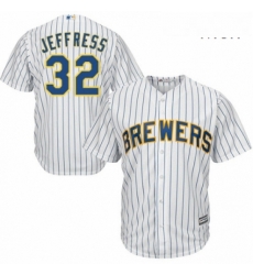 Mens Majestic Milwaukee Brewers 32 Jeremy Jeffress Replica White Home Cool Base MLB Jersey Mens Majestic Milwaukee Brewers 32 Jeremy Jeffress Replica White Home Cool Base MLB Jersey