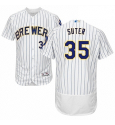 Mens Majestic Milwaukee Brewers 35 Brent Suter White Home Flex Base Authentic Collection MLB Jersey Mens Majestic Milwaukee Brewers 35 Brent Suter White Home Flex Base Authentic Collection MLB Jersey