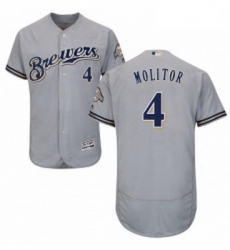 Mens Majestic Milwaukee Brewers 4 Paul Molitor Grey Road Flex Base Authentic Collection MLB Jersey Mens Majestic Milwaukee Brewers 4 Paul Molitor Grey Road Flex Base Authentic Collection MLB Jersey