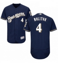 Mens Majestic Milwaukee Brewers 4 Paul Molitor Navy Blue Alternate Flex Base Authentic Collection MLB Jersey Mens Majestic Milwaukee Brewers 4 Paul Molitor Navy Blue Alternate Flex Base Authentic Collection MLB Jersey