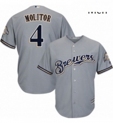 Mens Majestic Milwaukee Brewers 4 Paul Molitor Replica Grey Road Cool Base MLB Jersey Mens Majestic Milwaukee Brewers 4 Paul Molitor Replica Grey Road Cool Base MLB Jersey