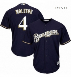 Mens Majestic Milwaukee Brewers 4 Paul Molitor Replica Navy Blue Alternate Cool Base MLB Jersey Mens Majestic Milwaukee Brewers 4 Paul Molitor Replica Navy Blue Alternate Cool Base MLB Jersey