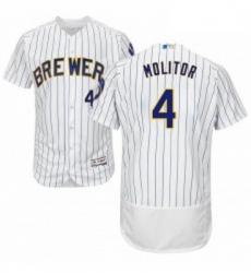 Mens Majestic Milwaukee Brewers 4 Paul Molitor White Home Flex Base Authentic Collection MLB Jersey Mens Majestic Milwaukee Brewers 4 Paul Molitor White Home Flex Base Authentic Collection MLB Jersey