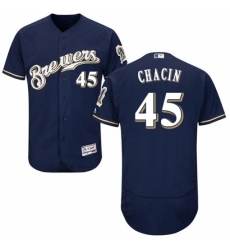 Mens Majestic Milwaukee Brewers 45 Jhoulys Chacin Navy Blue Alternate Flex Base Authentic Collection MLB Jersey Mens Majestic Milwaukee Brewers 45 Jhoulys Chacin Navy Blue Alternate Flex Base Authentic Collection MLB Jersey