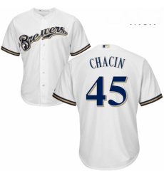 Mens Majestic Milwaukee Brewers 45 Jhoulys Chacin Replica White Home Cool Base MLB Jersey Mens Majestic Milwaukee Brewers 45 Jhoulys Chacin Replica White Home Cool Base MLB Jersey